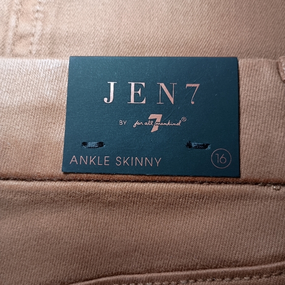 7 for All Mankind High Waist Ankle Skinny in Coated Amber Size 16 - Picture 10 of 14